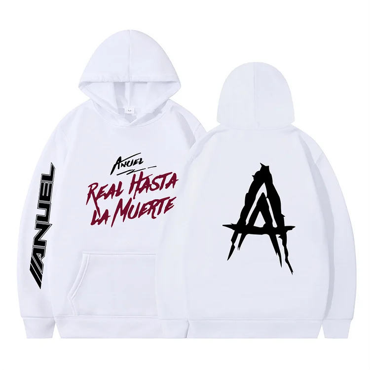 Anuel Aa Real Hasta La Muerte Letter Print Hoodie Loose Pullover Casual Hooded Tops at Hiphopee