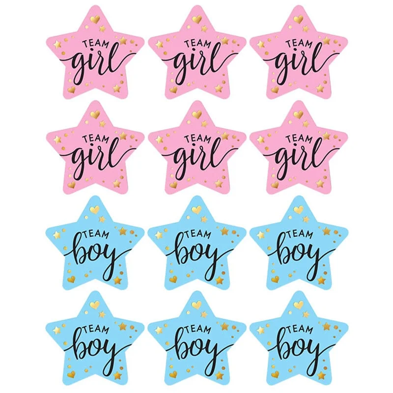 60/120pcs Team Boy Team Girl Stickers Boy or Girl Sticker for Gender Reveal Party Decoration Baby Shower Supplies Gift Box Label