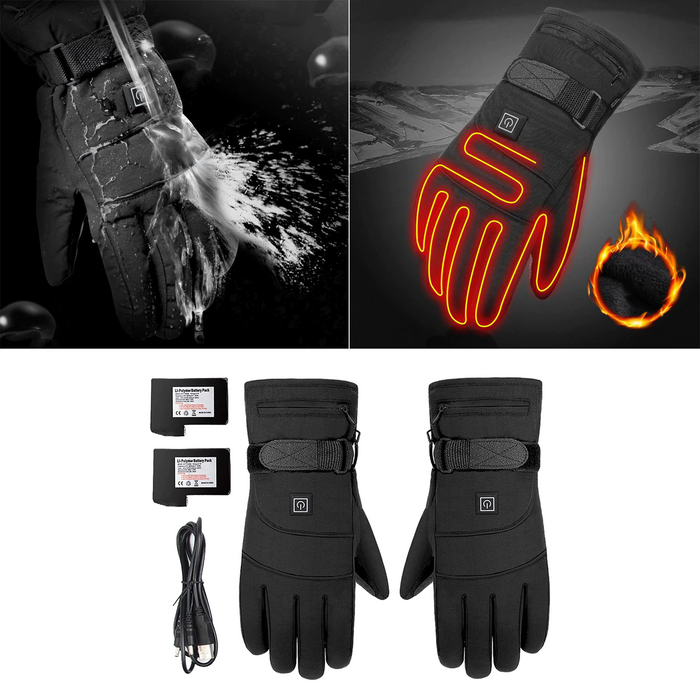 Heated Gloves, Electric Heated Gloves, Waterproof/ Snowproof Rechargeable Heated Cycle Gloves