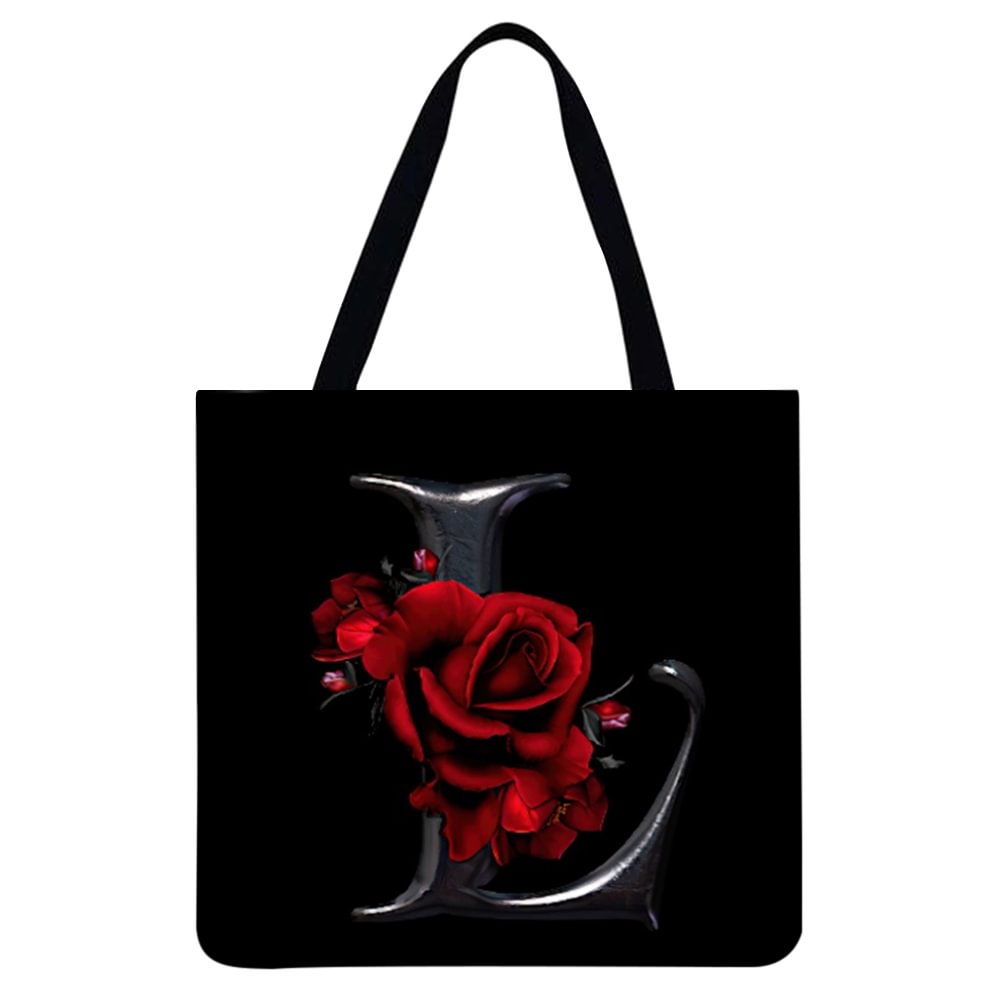 Linen Tote Bag- Red Rose