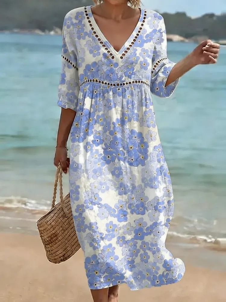 [Spot Big Sale] Women's Floral Print Casual Dress