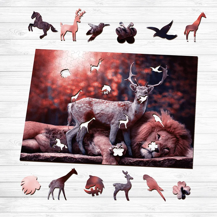 Ericpuzzle™ Ericpuzzle™Deer and Lion Friendship Wooden Puzzle