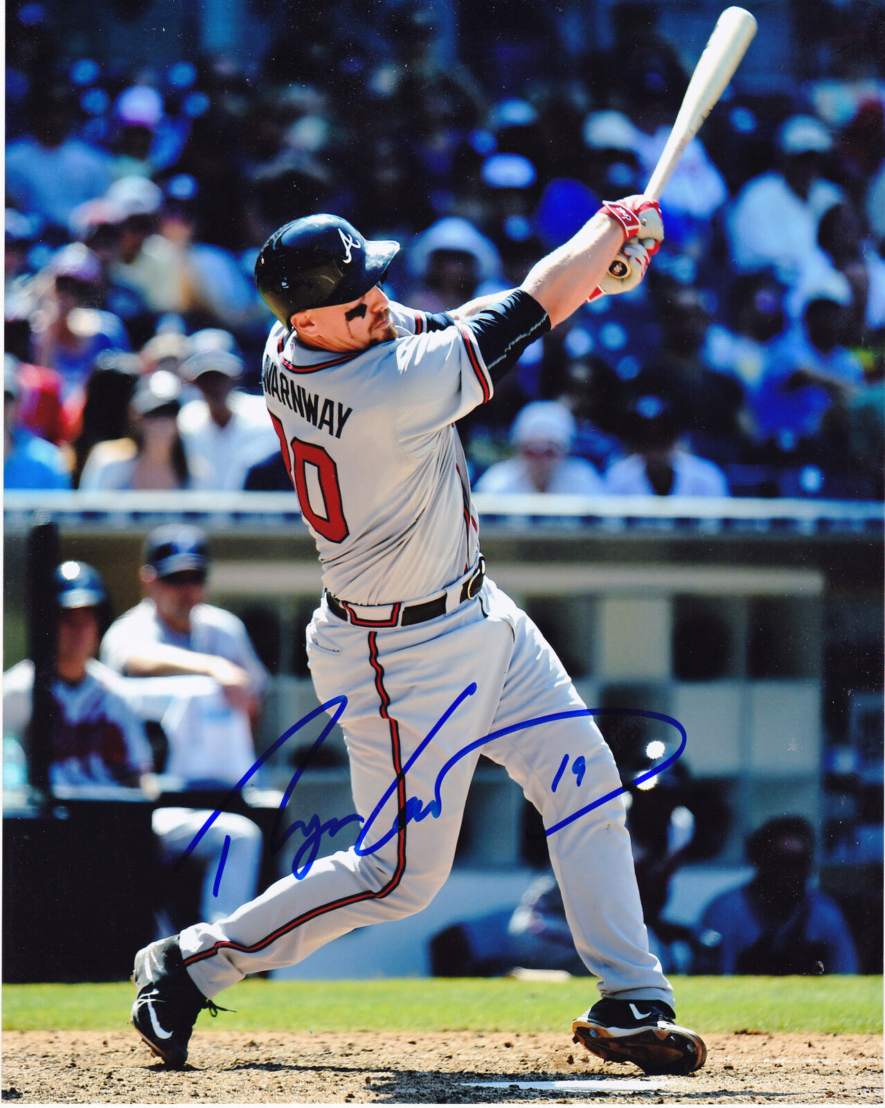 RYAN LAVARNWAY ATLANTA BRAVES ACTION SIGNED 8x10