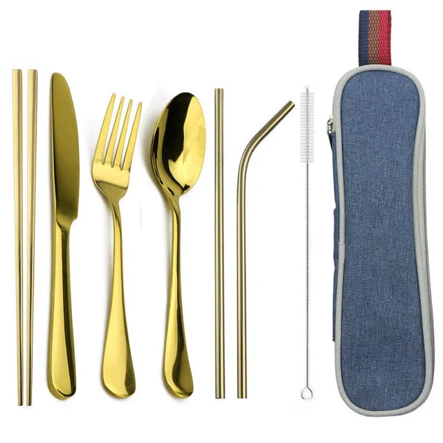 Eco-Friendly Cutlery Set Reusable Flatware with Portable Case