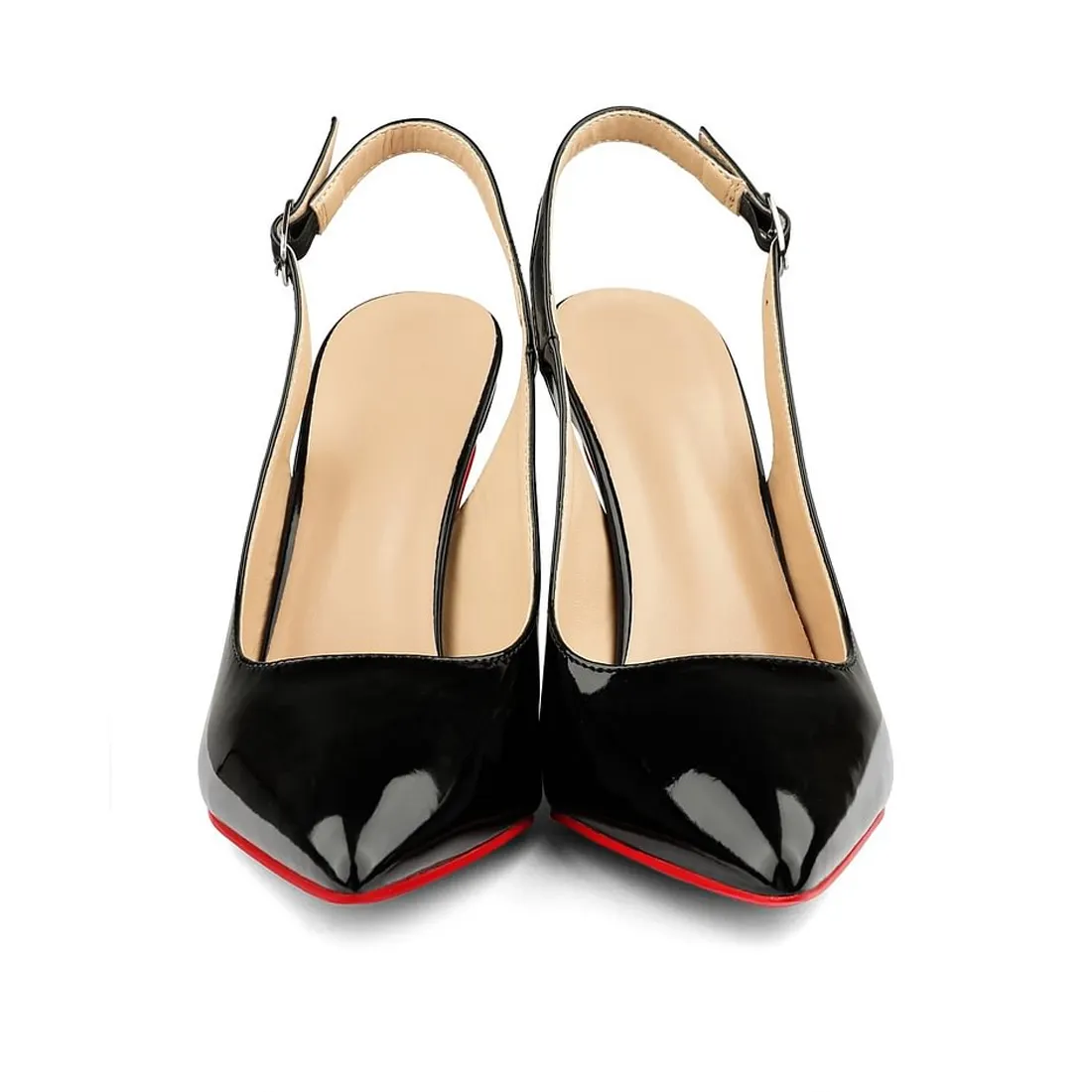 100mm Women's Pointed Toe Slingback Heels Red Bottoms Pumps Dress Shoes Sandals-vocosishoes