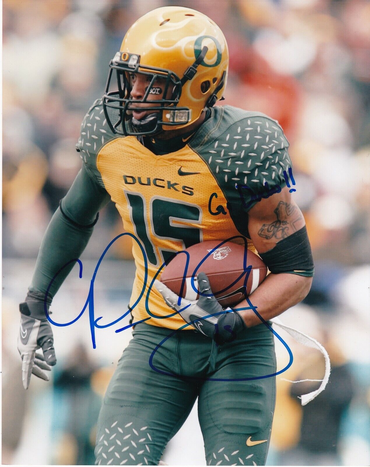 PATRICK CHUNG OREGON DUCKS ACTION SIGNED 8x10