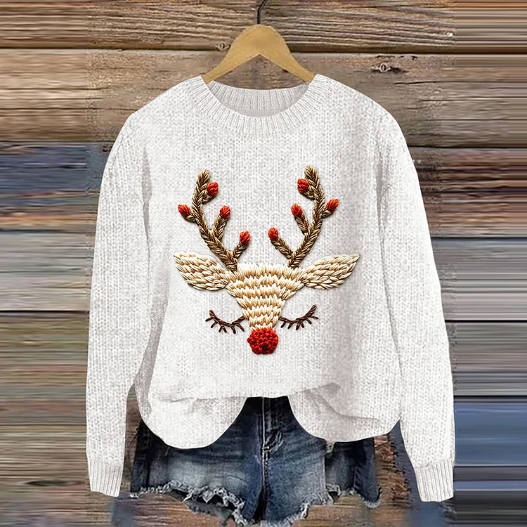 VChics Women's Christmas Deer Casual Cozy Sweater