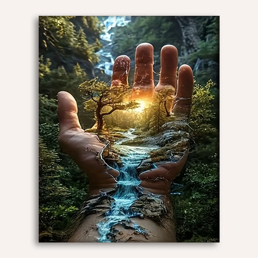 Hand Scenery DIY Paint By Numbers Kit on Canvas 40x50cm Without Frame Paint by Numbers Kits Drawing Paintwork for Beginners Adults Gift Home Wall Decor