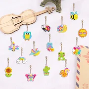 15PCS Animal Double-sided Bright Diamond Art Keychains