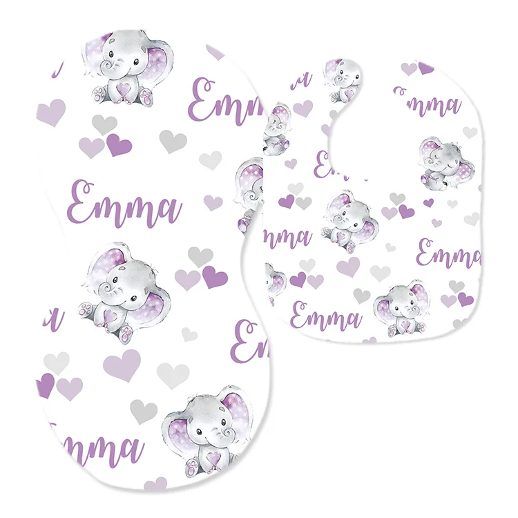 Personalized Elephant Bib and Burp Cloth Set|Set18