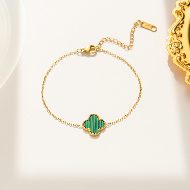 Four-Leaf Clover Bracelet Lucky Versatile Double-Sided Ol Bei Female Summer Fashion Accessories