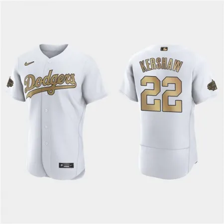 Men's Los Angeles Dodgers #22 Clayton Kershaw 2022 All-Star White Flex Base Stitched Baseball Jersey TZZW