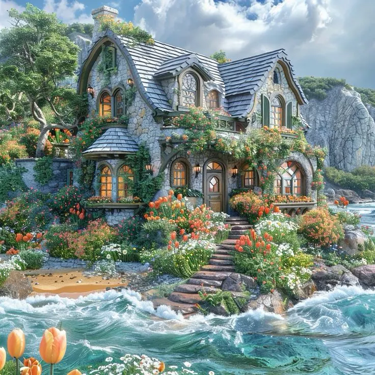 Fantasy Landscape  40*40CM 11CT Stamped Cross Stitch gbfke