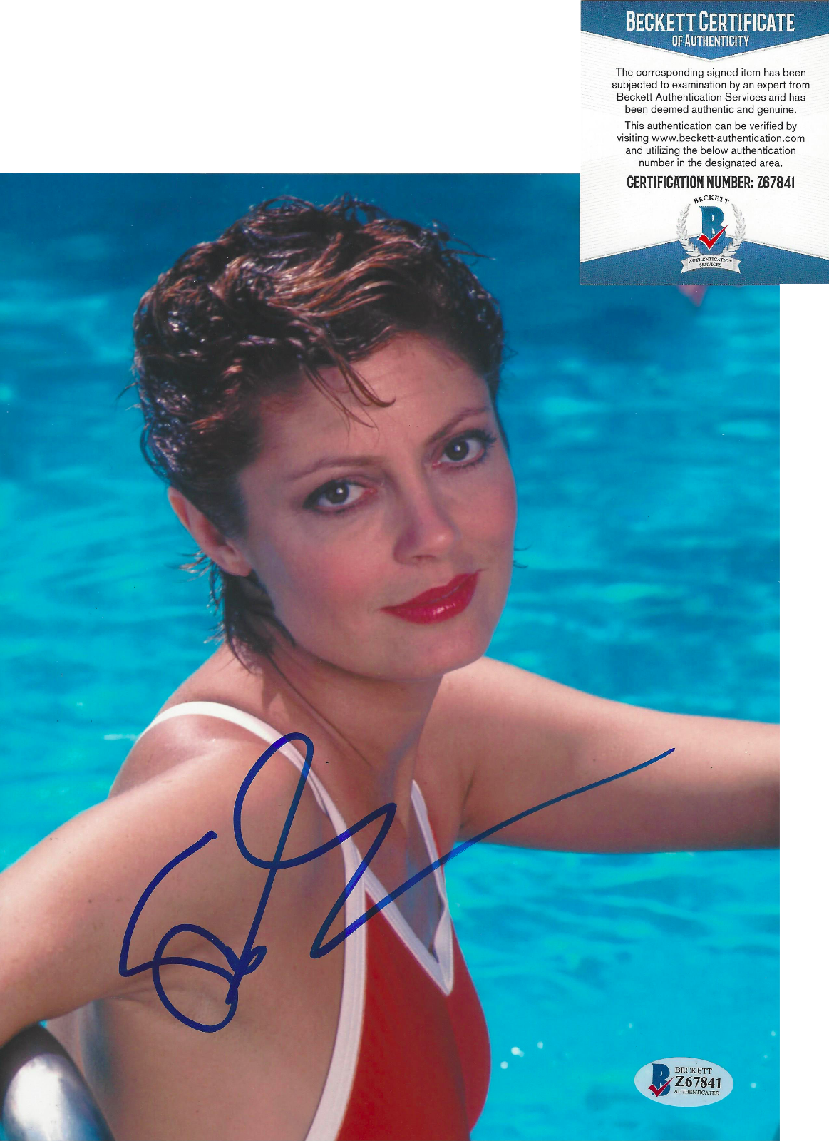 ACTRESS SUSAN SARANDON SIGNED AUTHENTIC 8x10 MOVIE Photo Poster painting BECKETT COA BAS