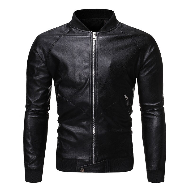 autumn And Winter New British Motorcycle Men's Coat Artificial Leather Business Leisure Office Men Pure Color Pu Leather Jacket
