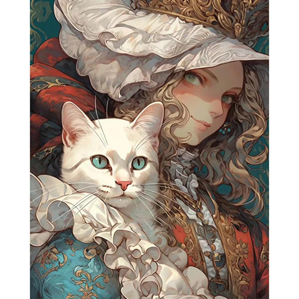 DIY Paint By Number 40*50cm - Noble Girl Holding A Cat