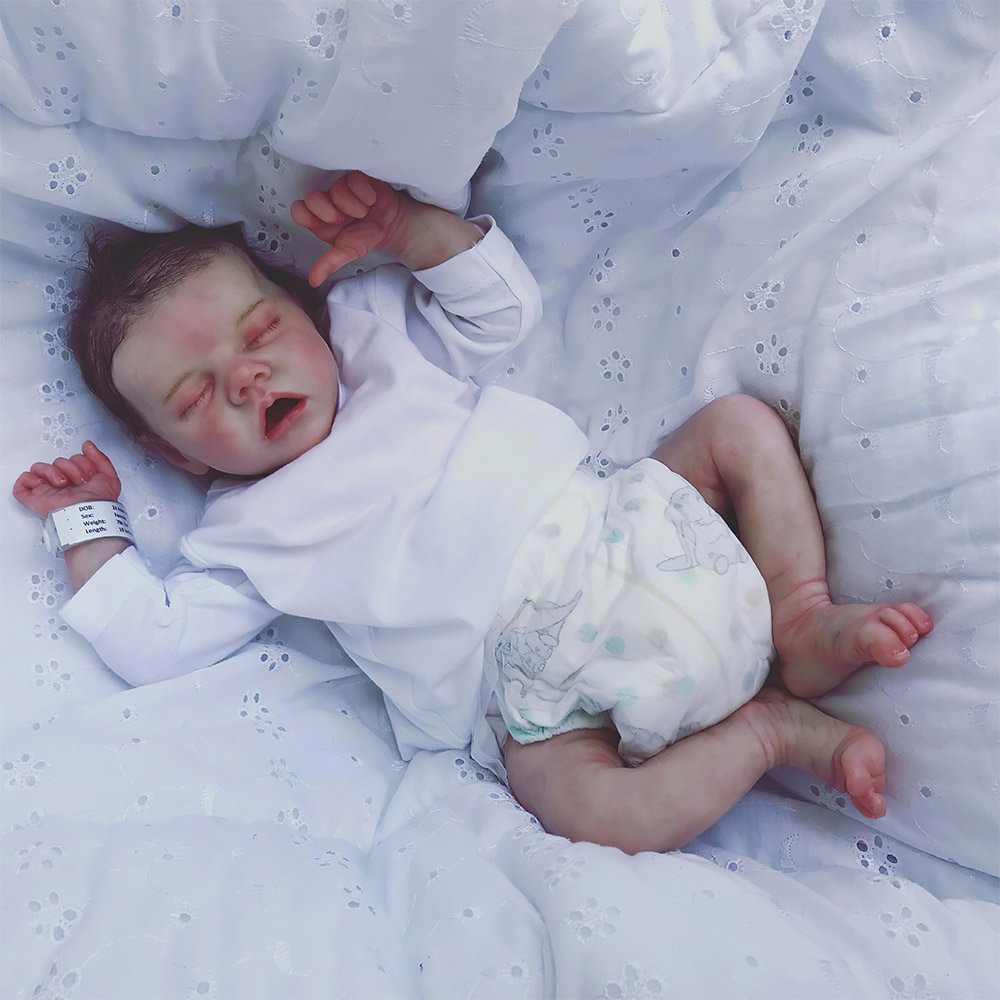 Reborn Soft Silicone Vinyl Baby 12'' Realistic Cute Mini Newborn Sleeping Baby Girls Doll Named Santer