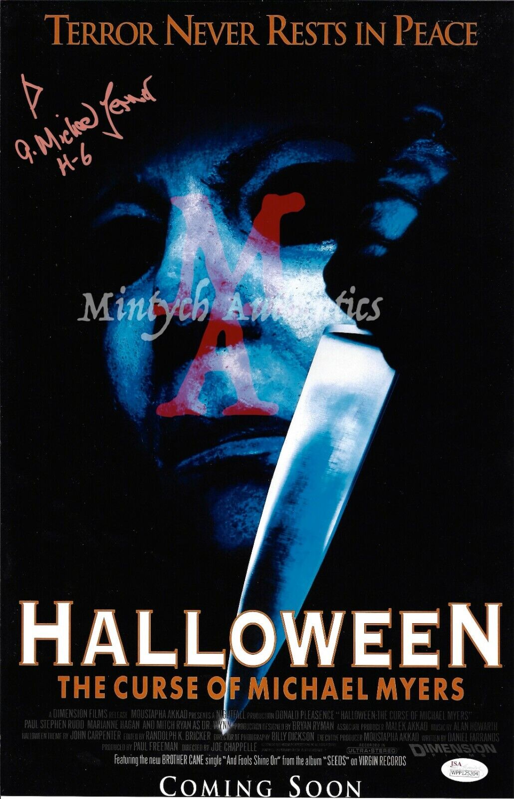 MICHAEL LERNER HALLOWEEN AUTO SIGNED 11x17 Photo Poster painting! JSA COA MICHAEL MYERS! H6!