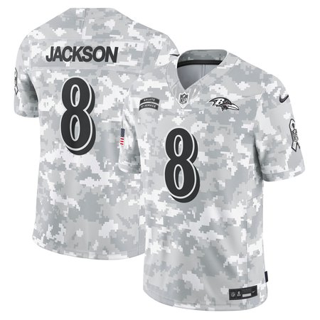 Men's Baltimore Ravens Lamar Jackson  Arctic Camo 2024 Salute to Service Limited Jersey