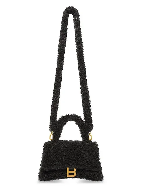 Balenciaga Furry Hourglass Small Handbag With Strap