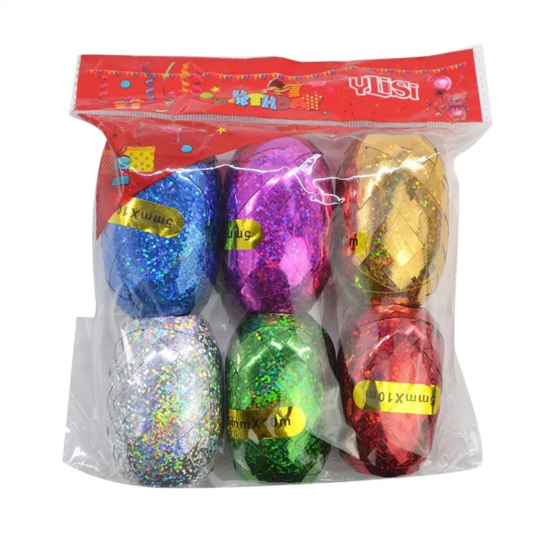 6pcs 5mm*10m Balloon Rope Foil Balloon Laser White Rose Gold Ribbon Wedding Birthday Party Decoration Air Balloon Wrapping Tap