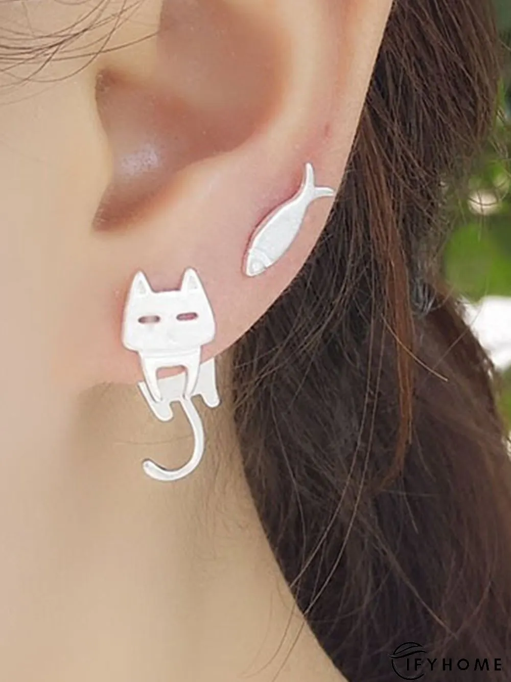 Cat And Fish Alloy Earrings | IFYHOME