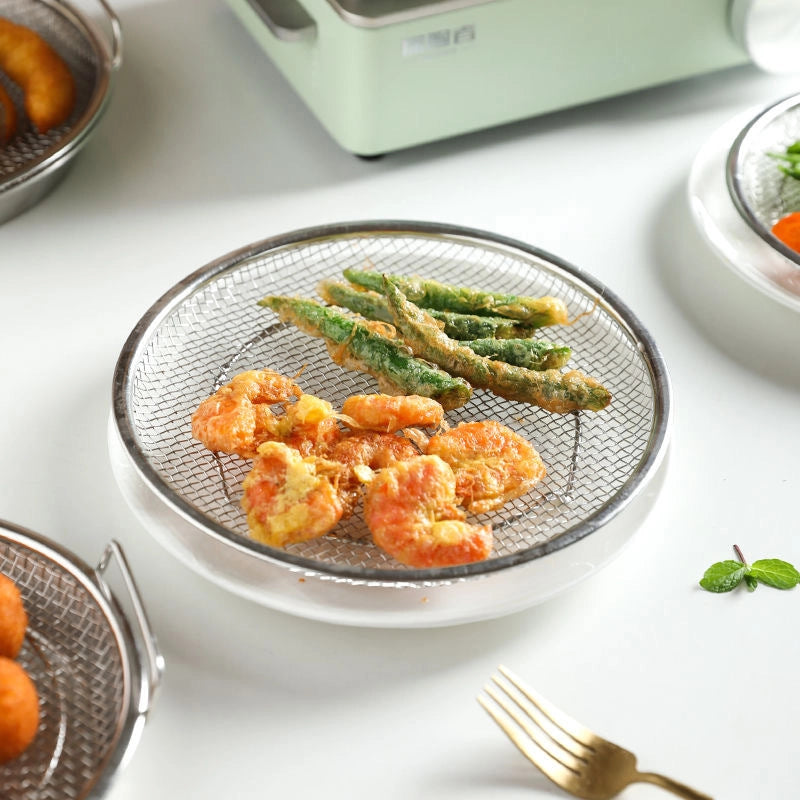 Stainless Steel Disc With Filter Mesh Household Kitchen Barbecue Fried Oil Filter Plate Cooling Drain Plate