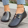 Gioiacombo&trade; Scarpe casual in pelle con punta tonda retr&ograve; da donna