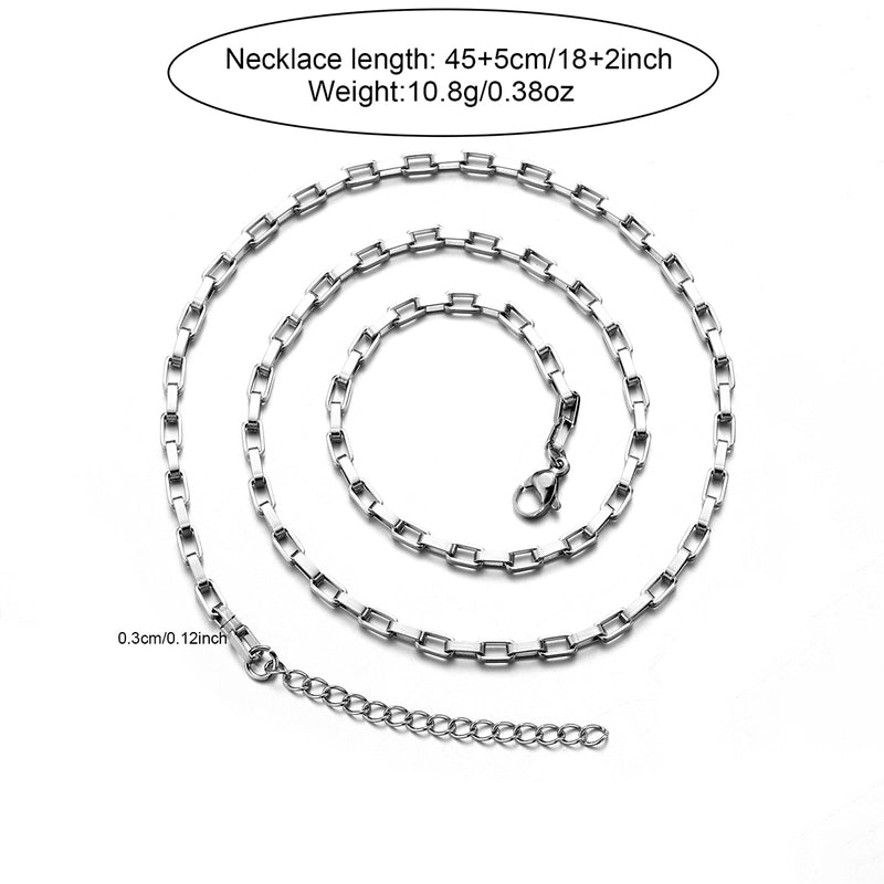 1 Men’s Fashion Casual Silver Stainless Steel Box Chain