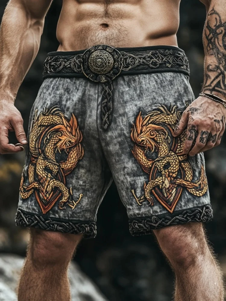 Men's Viking Runes Jörmungandr Celtic Art Shorts