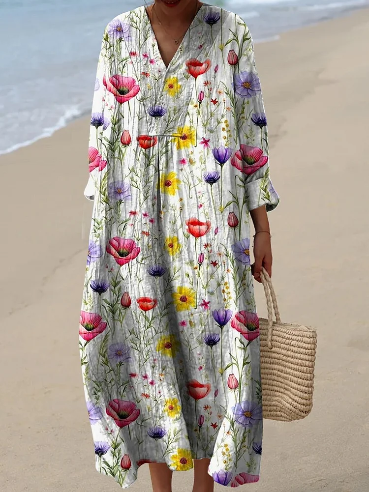 Women's Spring Floral Art Print Dress