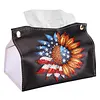 DIY PU Diamond Painting Tissue Box Kit Desktop Tissue Holder with Rhinestone Diamond Desk Decorative Tissue Box for Adults Desktop Storage Organizer (Sunflower)