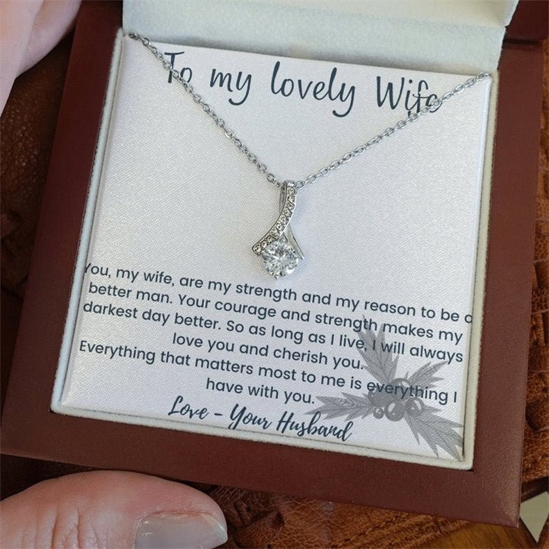 To My Wife - Love Of My Life - Love Ribbon Shaped Necklace
