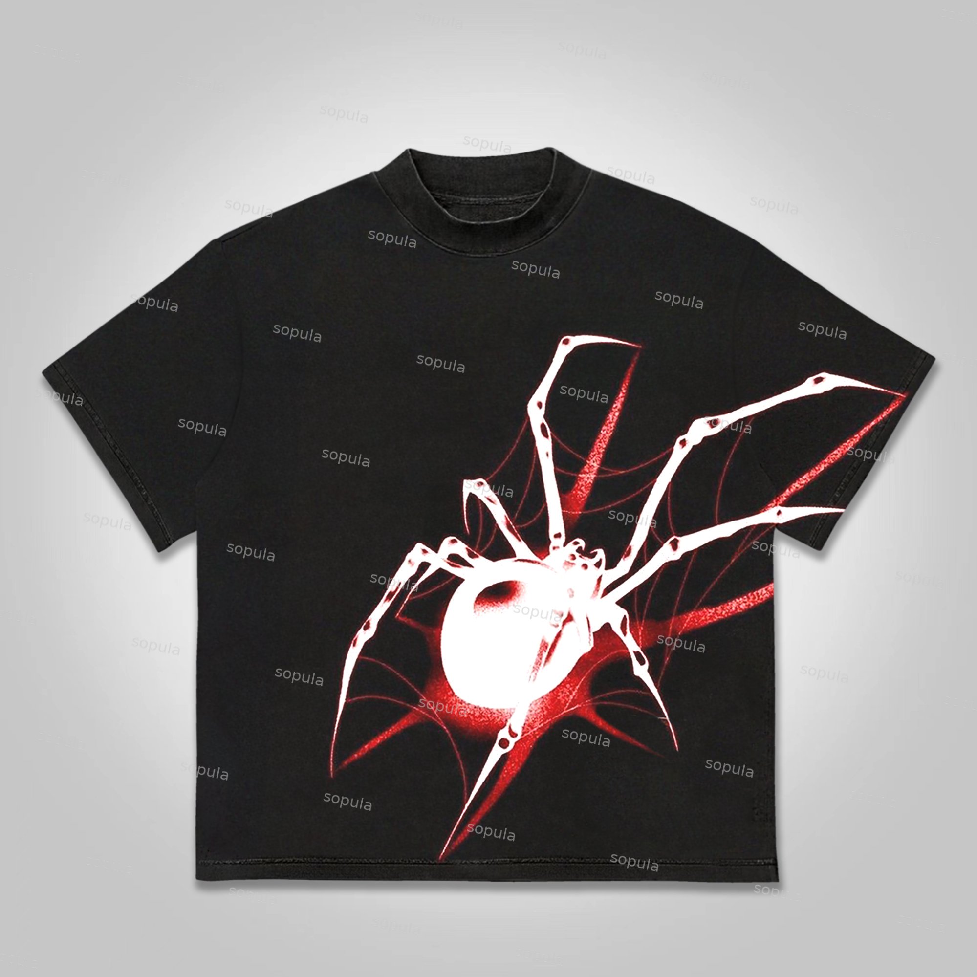 Sopula Vintage Spider Graphics Print Cotton T-Shirt