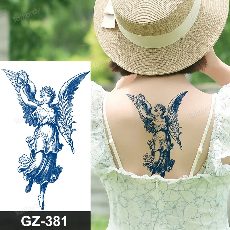 Juice Ink Lasting Waterproof Temporary Tattoo Sticker Dragon Snake Totem Tattoos Sun Wing Body Art Arm Fake Tatoo Women Men