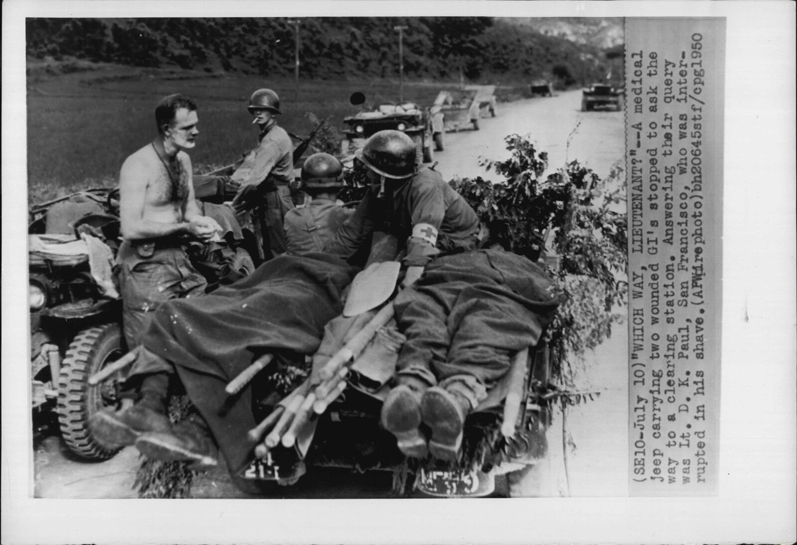 Which Way To The Aid Station A Corpsman Asks 1950 Korean War Press Photo Poster painting