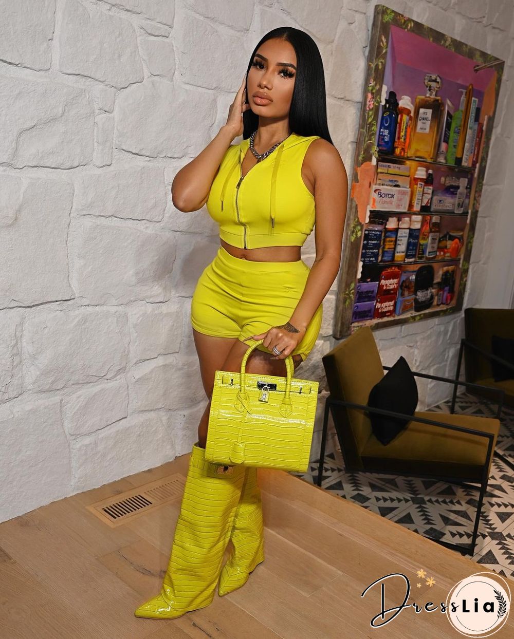 Casual Hooded Zipper Tops Biker Shorts Tracksuits