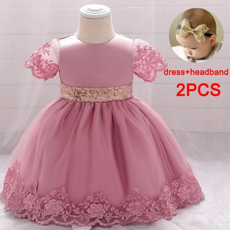 2021 Ceremony Infant 1st Birthday Dress For Baby Girl Clothes Sequin Dress Princess Dresses Party Baptism Clothing 0 1 2 Year