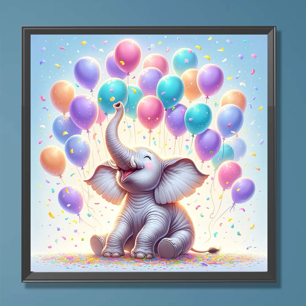Diamond Painting - Full Round Drill - Balloon Elephant(Canvas|30*30cm)