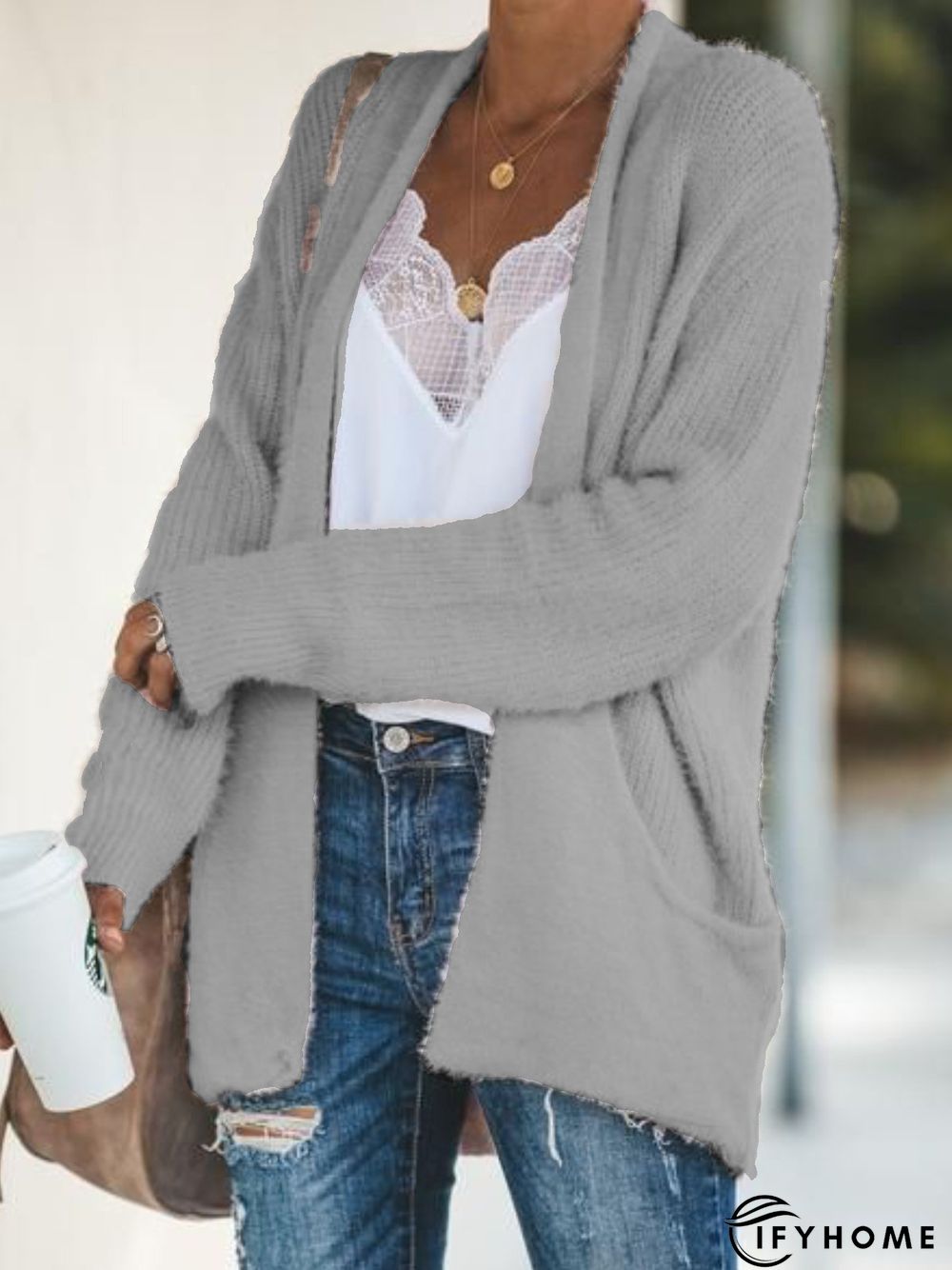 Women Long Sleeve Casual Cotton-Blend Sweater Cardigan | IFYHOME