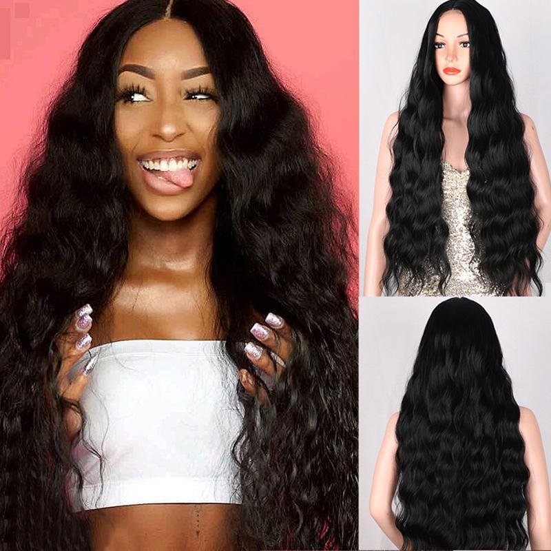 2021 Hot Black Long Curl Mini Lace Front Wigs-elleschic
