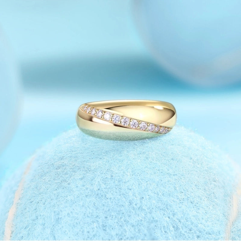 925 Sterling Silver Moissanite Geometric Rings GRA Certificate