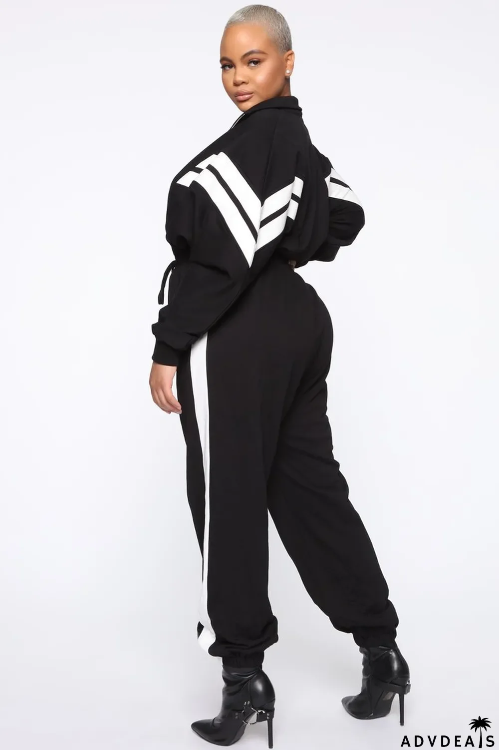 Striped Printed Patchwork Loose Jumpsuit