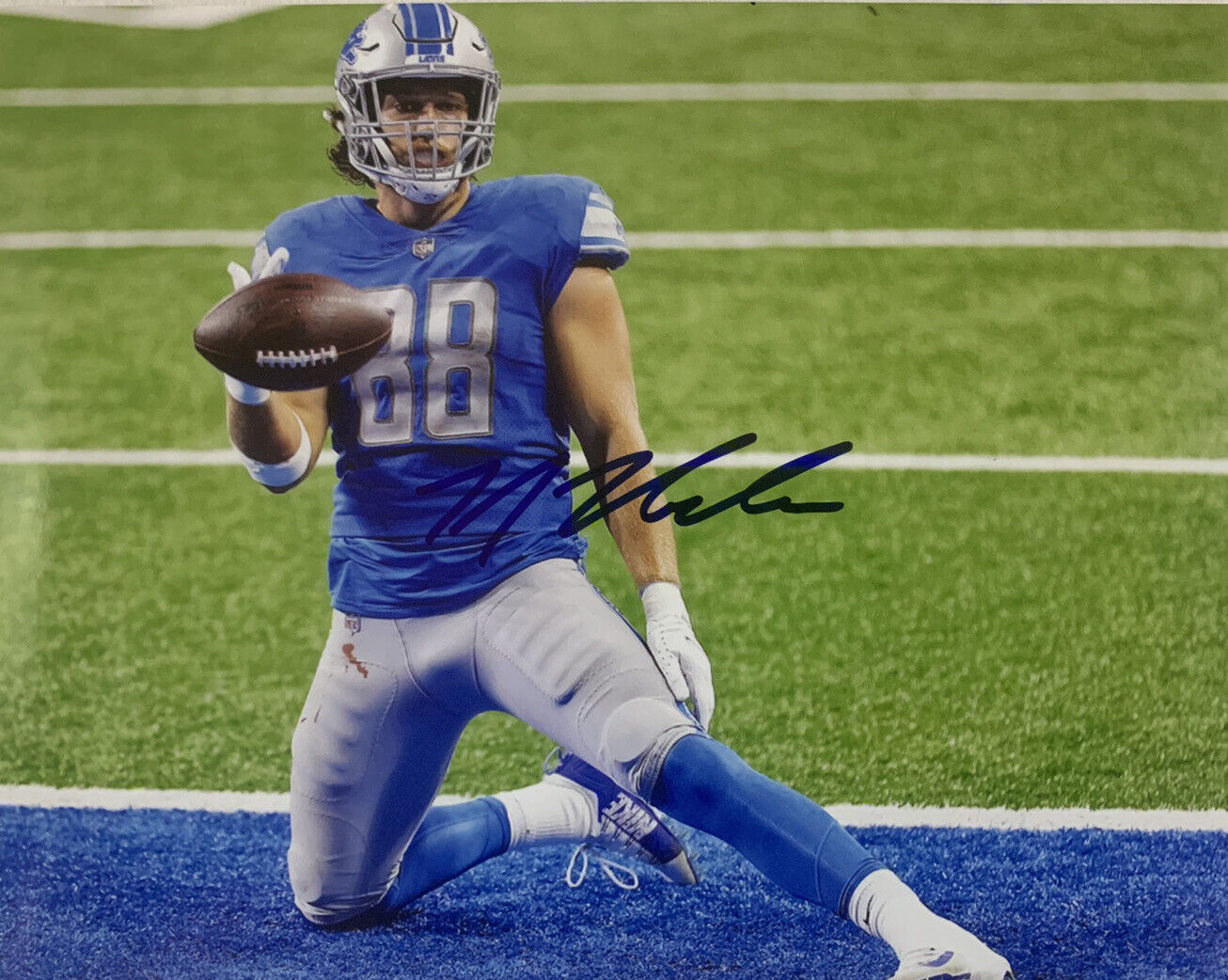 TJ HOCKENSON HAND SIGNED 8x10 Photo Poster painting DETROIT LIONS FOOTBALL TE AUTOGRAPH COA