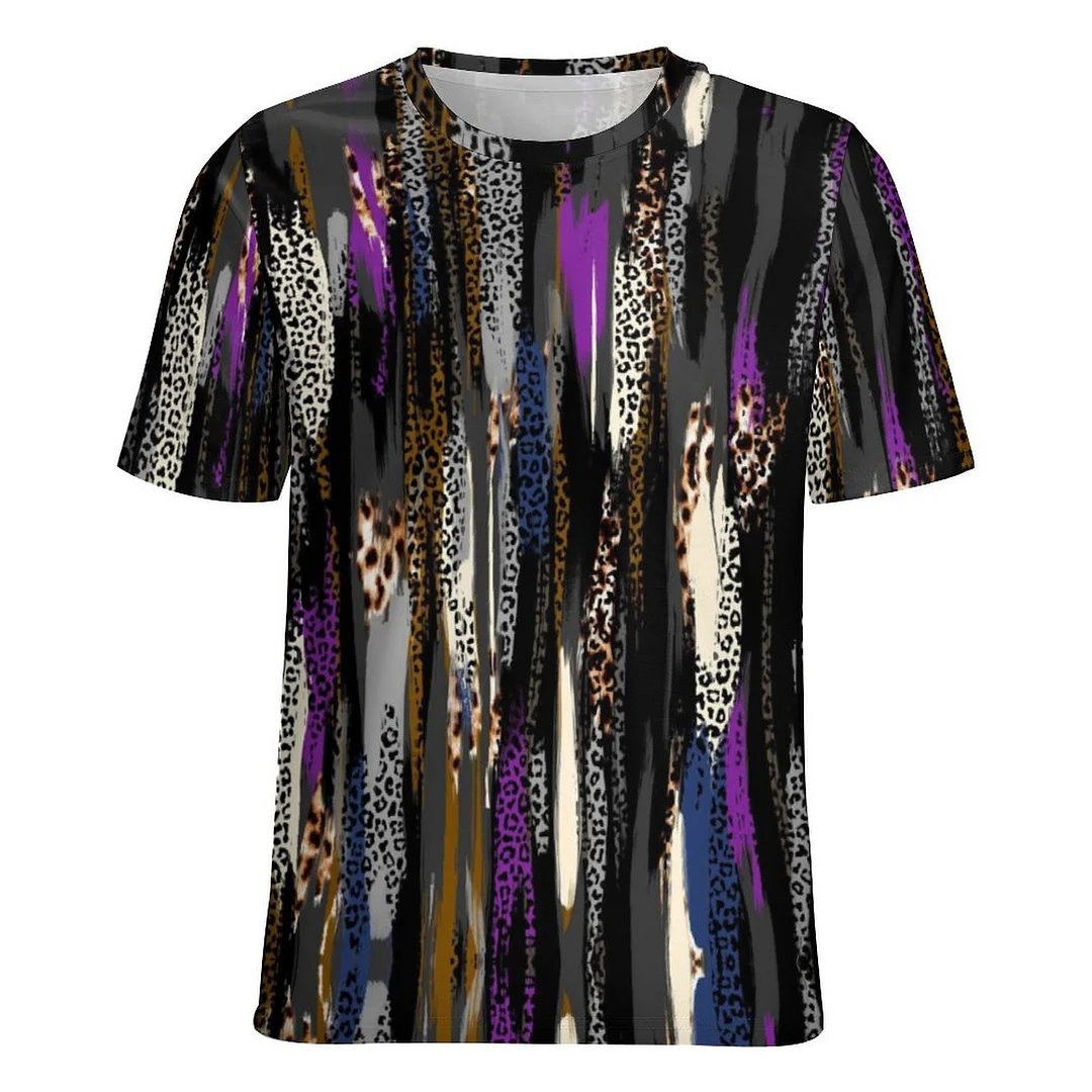 Women plus size clothing Full Printed Unisex Short Sleeve T-shirt for Men and Women Pattern Color Block,Purple,Black-Nordswear