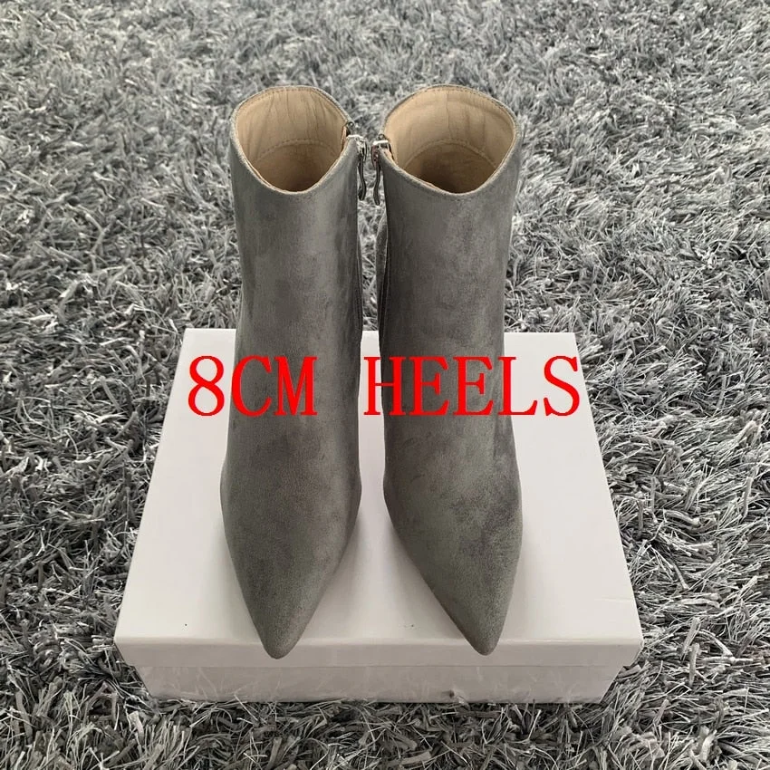 Brand Fashion Women Ankle Boots Zip Pointed Toe Footwear 10CM High Heels Female Boots Party Shoes Women 2020 New Winter