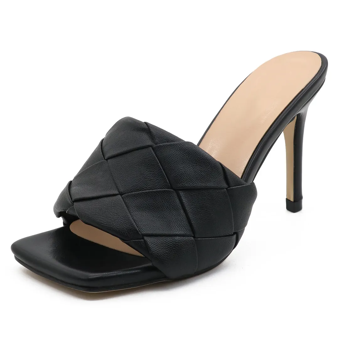 90mm Women's Square Open Toe Sandals Stiletto Heeled Women Sandals-vocosishoes