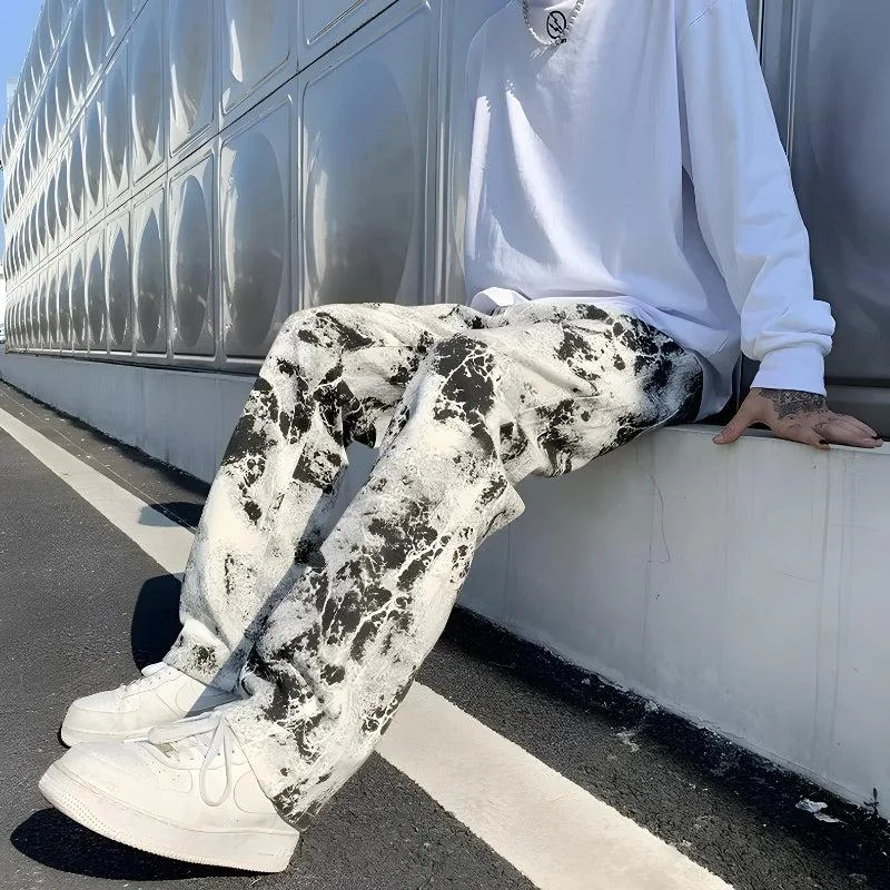 Brownm Paint Straight Leg Jeans