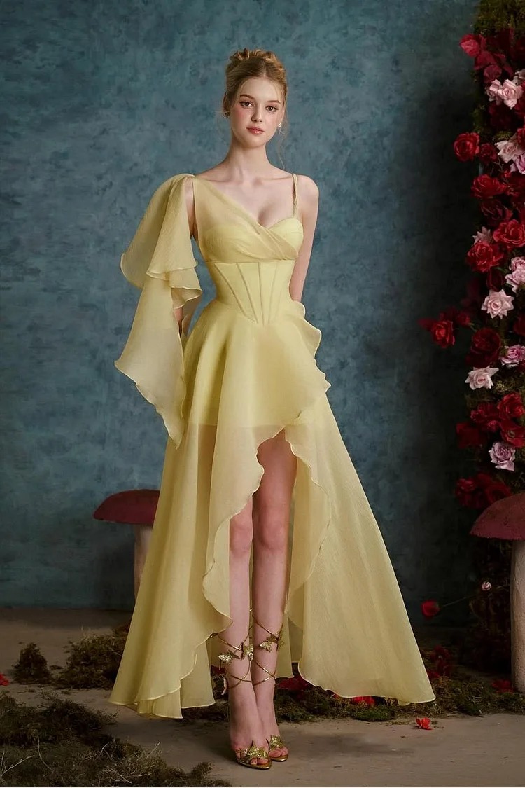 Lussooy Sleeveless Sweetheart One Straps Long Slit Prom Dress With Slit