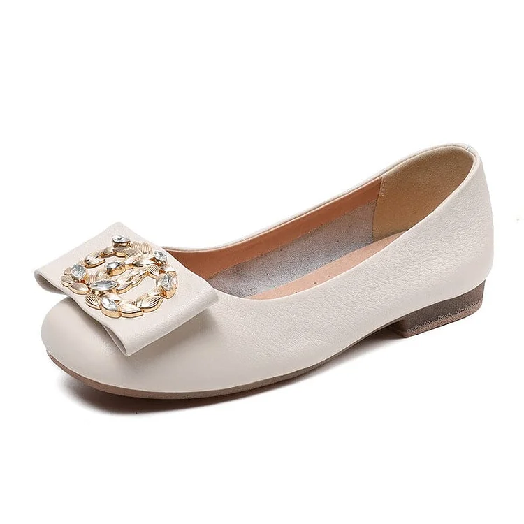 Spring Summer Leather Crystal Flat Casual Shoes